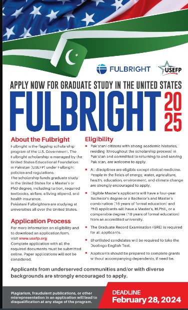Fulbright USA Study Scholarship for Pakistani Students