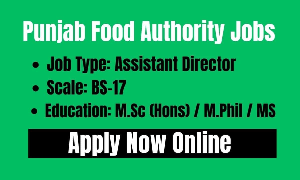 Punjab Food Authority jobs 2023 online apply