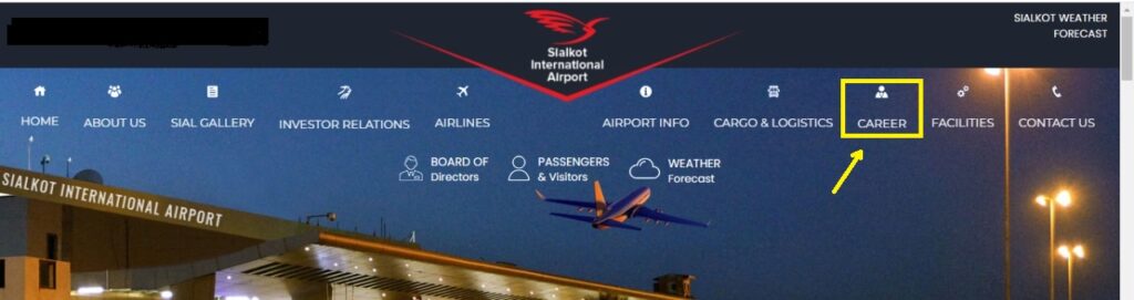 Click on career tab to apply online for Sialkot International Airport Limited jobs 2024